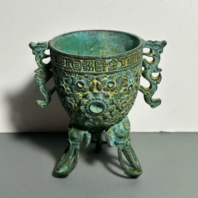 Antique Bronze Ritual Cup Doub - Collectible Vintage Wine review and price