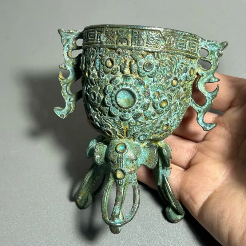 Antique Bronze Ritual Cup Doub - Collectible Vintage Wine review and price