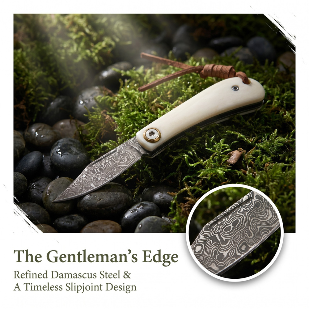 Compact Vintage Damascus Foldi - Vintage Collectible Pocket Knives review and price